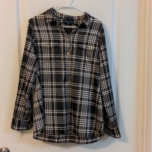 Black and White Long Sleeve Plaid Shirt